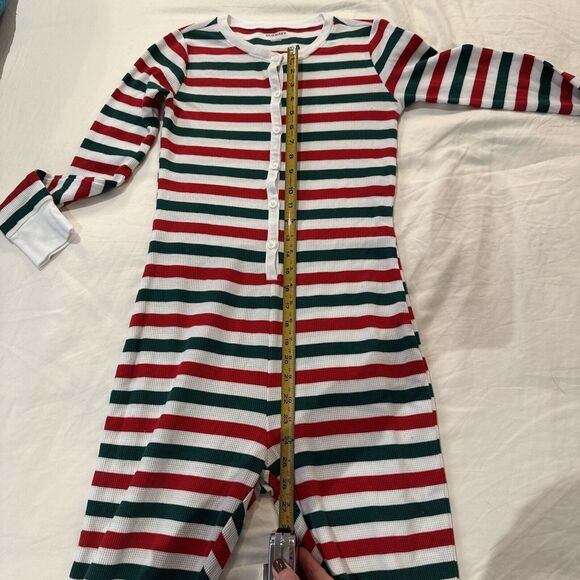 Old Navy Union Suit Red Ivory Green Stripe One Piece Size Small Pajamas - Picture 10 of 11
